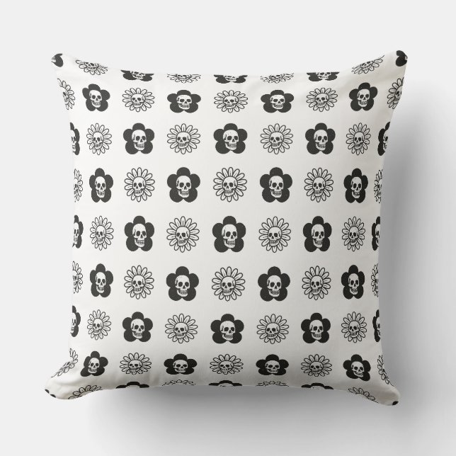 Cojín Decorativo Calaveras Flores (Anverso)