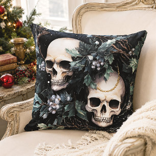 Cojín Decorativo Calaveras góticas de Navidad Spooky Creepmas