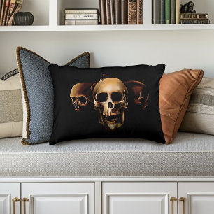 Cojín Decorativo Calaveras Góticas Oscuras Trío Negro Criatura Huma