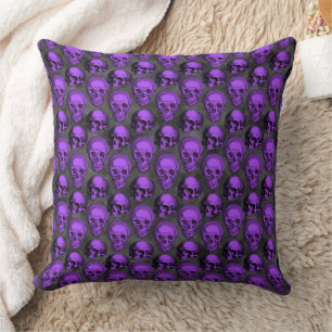 Cojín Decorativo Calaveras Moradas y Serie de Girasoles Diseño 1