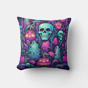 Cojín Decorativo Calaveras pasteles de Halloween y calabazas