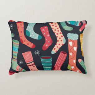Cojín Decorativo Calcetines de invierno coloridos, patrón sin costu