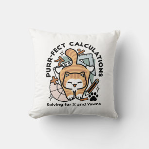 Cojín Decorativo Cálculos Perfectos – Diseño Divertido de Gato Mate