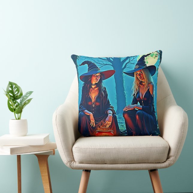 Cojín Decorativo Caldero Embrujado de Brujas Místicas (Silla)