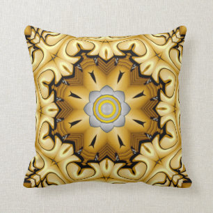 Cojín Decorativo Caleidoscopio del vintage de la plata del oro del