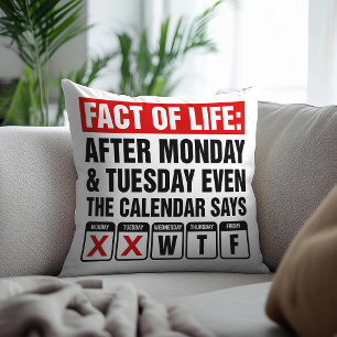 Cojín Decorativo Calendario de Hechos de la Vida Dice Humor WTF