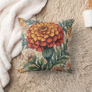 Cojín Decorativo caléndula de William Morris floral Vintage