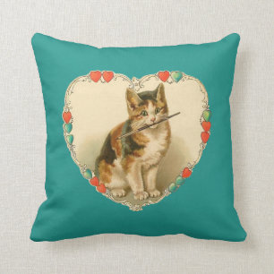 Cojín Decorativo Calico Kitten en el corazón