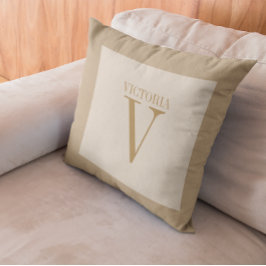 Cojín Decorativo Cálida Linea Beige Ligera Con Tan Monograma