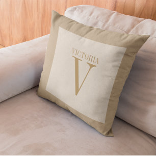 Cojín Decorativo Cálida Linea Beige Ligera Con Tan Monograma