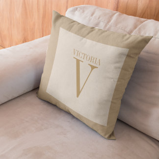 Cojín Decorativo Cálida Linea Beige Ligera Con Tan Monograma
