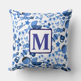 Cojín Decorativo Cálido azul lindo Niño Nursery personalizado
