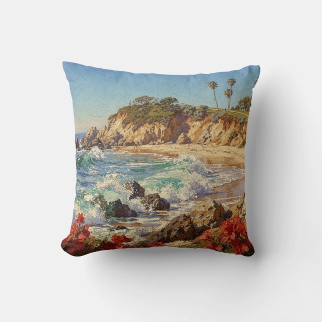 Cojín Decorativo  California Beach | Impressionist Coastal Art (Anverso)