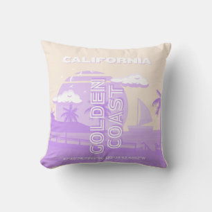 Cojín Decorativo California, Costa Dorada, Arte de Viaje, Preppy