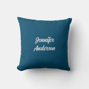 Cojín Decorativo Caligrafía Chic Azul Océano Elegante Personalizada