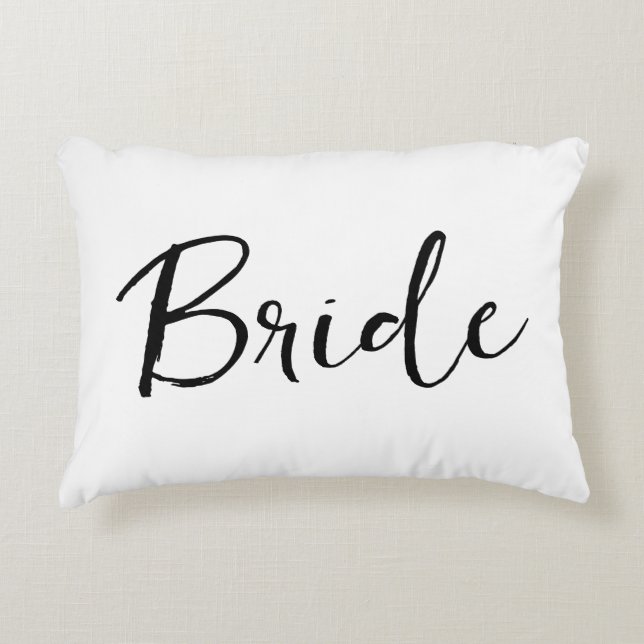 Cojín Decorativo Caligrafía de novias en blanco y negro (Anverso)