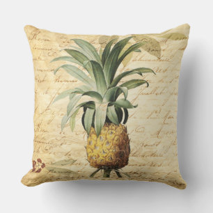 Cojín Decorativo Caligrafía francesa chic y piña vintage