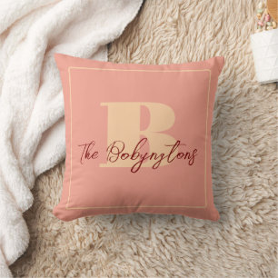 Cojín Decorativo Caligrafía minimalista monograma boho amarillo mel