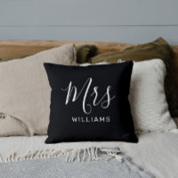 Caligrafía negra Novia recién casada Sra. Pillow