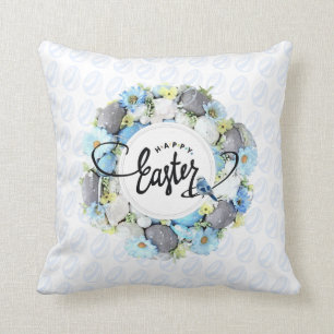 Cojín Decorativo Calilización de hueso de Pascua de color agua