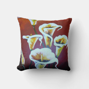 Cojín Decorativo Calla Blanca Lilies Flores De Corte Artísticas En