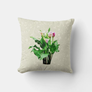 Cojín Decorativo Calla Lilies rosa y blanca