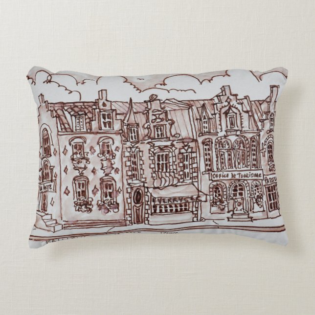 Cojín Decorativo Calle comercial| Bailleul, Francia (Anverso)