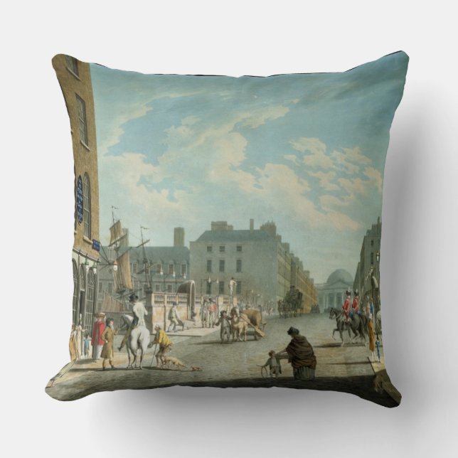 Cojín Decorativo Calle con el intercambio real, Dublín, 1800 del (Anverso)