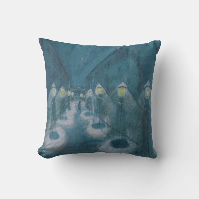 Cojín Decorativo Calle Nocturna (Calle Por Noche) (1922) Walter Gra (Anverso)