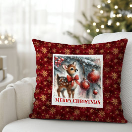 Cojín Decorativo Calm Christmas scene baby fawn Christmas pillow