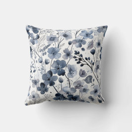 Cojín Decorativo Calm Cottagecore Indigo Blue Floral Pattern Design