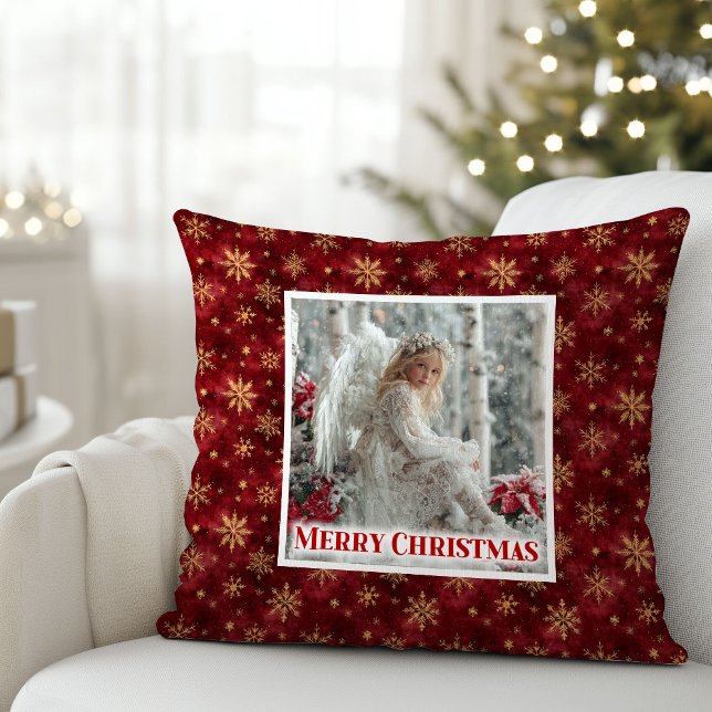 Cojín Decorativo Calm Red Gold Angel Cozy Christmas Gift Pillow (Calm Red Gold Angel Cozy Christmas Gift Pillow)