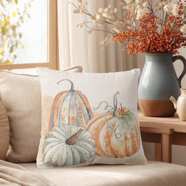 Cojín Decorativo Calzas acuáticas de otoño (Fall Farmhouse Pumpkin Throw Pillow)