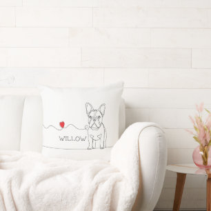 Cojín Decorativo Cama de Arte de Línea de Mascota Bulldog Francés c