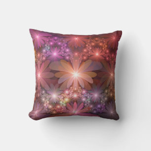 Cojín Decorativo Cama De Flores Colorido Brillante Arte Fractal Abs