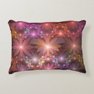 Cojín Decorativo Cama De Flores Colorido Brillante Arte Fractal Abs
