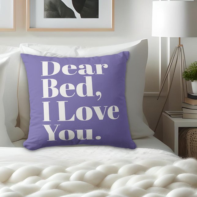 Cojín Decorativo Cama graciosa, te amo morado y blanco (Subido por el creador)