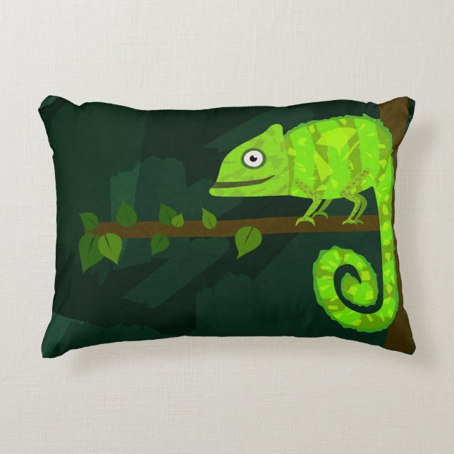 Cojín Decorativo Camaleón verde lindo (Anverso)