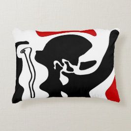 Cojín Decorativo Cámara de compensación: Resumen negro, blanco y ro