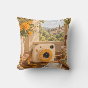 Cojín Decorativo Cámara de Flor de Marigold Terraza Soleada Vintage