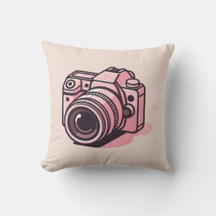 Cojín Decorativo Cámara réflex digital personalizada de moda rosa F