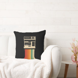 Cojín Decorativo Cámara Retro con Impresión de Arcoíris