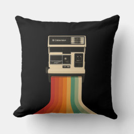 Cojín Decorativo Cámara Retro con Impresión de Arcoíris