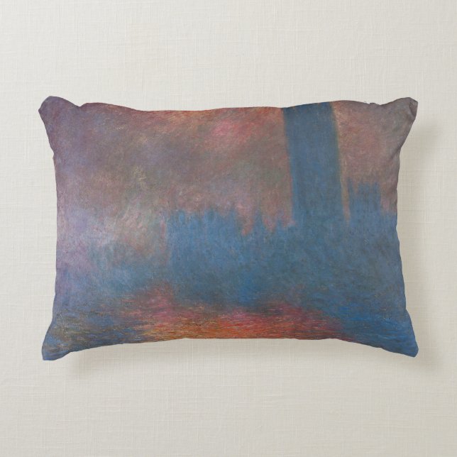 Cojín Decorativo Cámaras del Parlamento, Londres, por Claude Monet (Anverso)