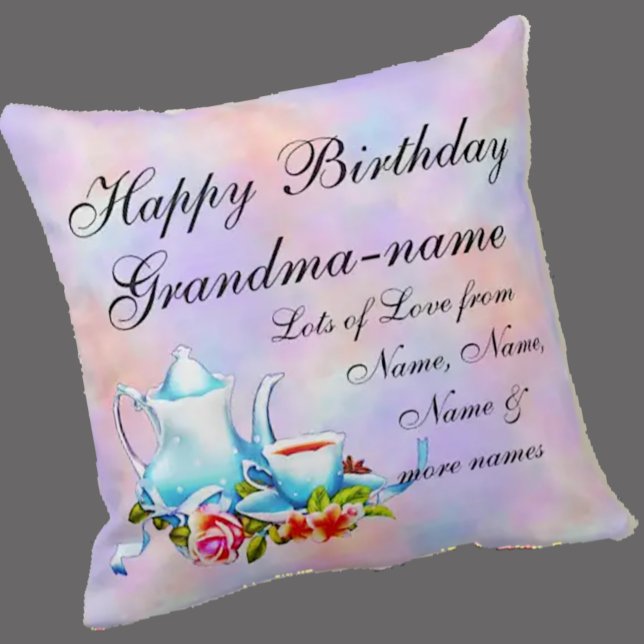 Cojín Decorativo Cambiar el nombre de la abuela Texto de cumpleaños (Subido por el creador)