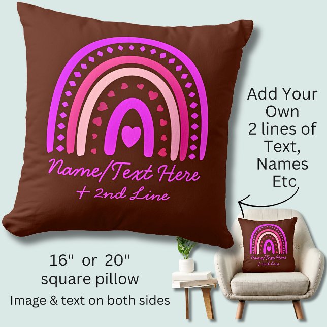 Cojín Decorativo Cambiar texto Añadir nombre Boho Arcoiris Corazón  (Subido por el creador)
