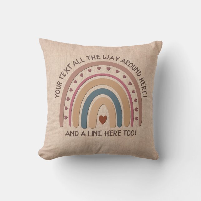 Cojín Decorativo Cambiar texto Añadir nombre Boho Arcoiris Corazón  (Anverso)