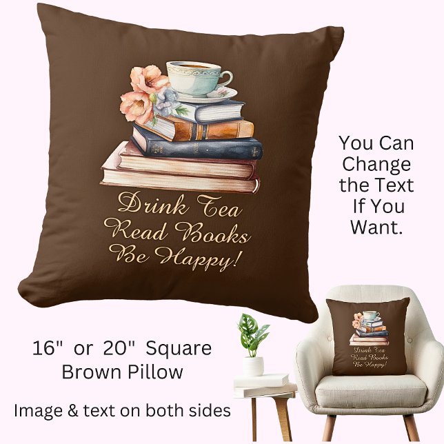 Cojín Decorativo Cambiar texto, beber té leer libros ser feliz, mar (Subido por el creador)
