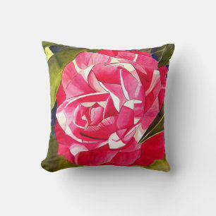 Cojín Decorativo Camelia floral rosa caliente