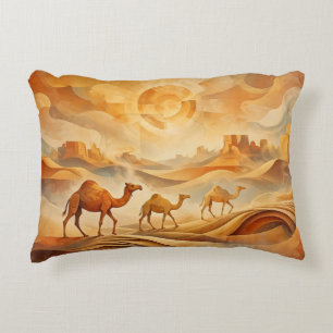 Cojín Decorativo Camellos del amanecer en el desierto Arenas movedi